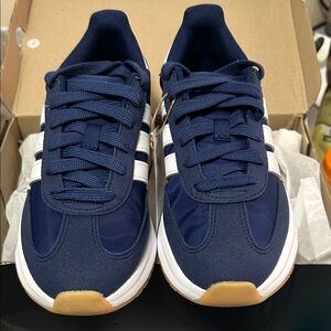 Adidas Navy Sneakers with White Stripes